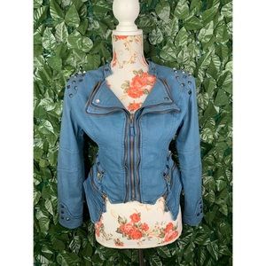 Studded & Zipper Embellished Jacket